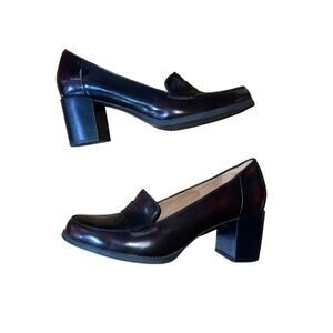 Clark's Tarah Grace Pump Loafer Chunky Block Heel Burgundy Size 10